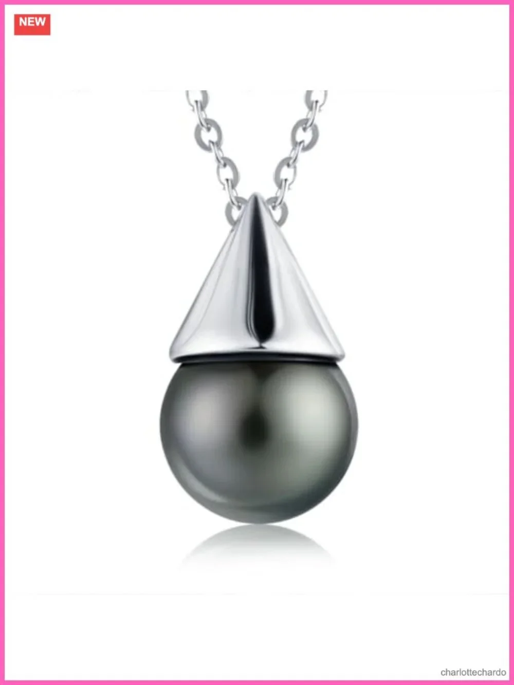 Tahitian Black Pearl Pendant Necklace 925 Sterling Silver 18 inch Lobster Clasp
